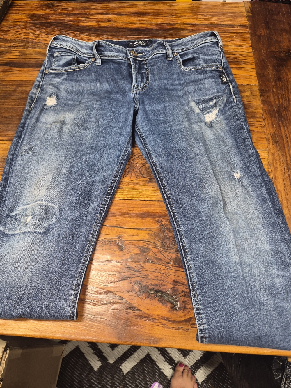 Silver Jeans Women's Distressed Blue Skinny Jeans